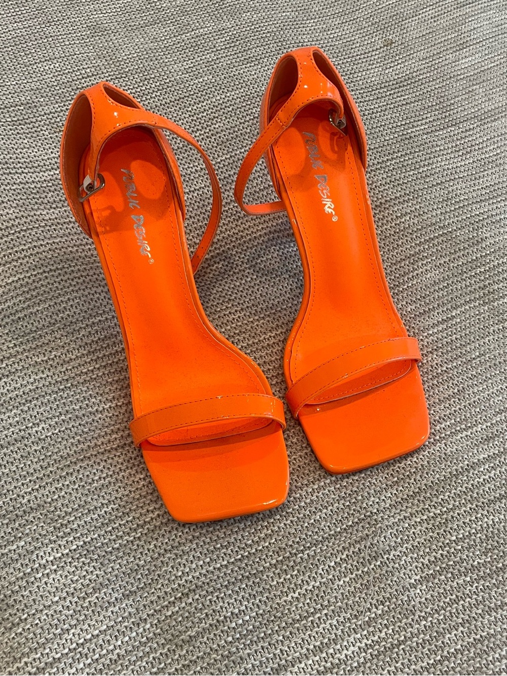 Public Desire Orange Square-Toe Ankle-Strap Heels